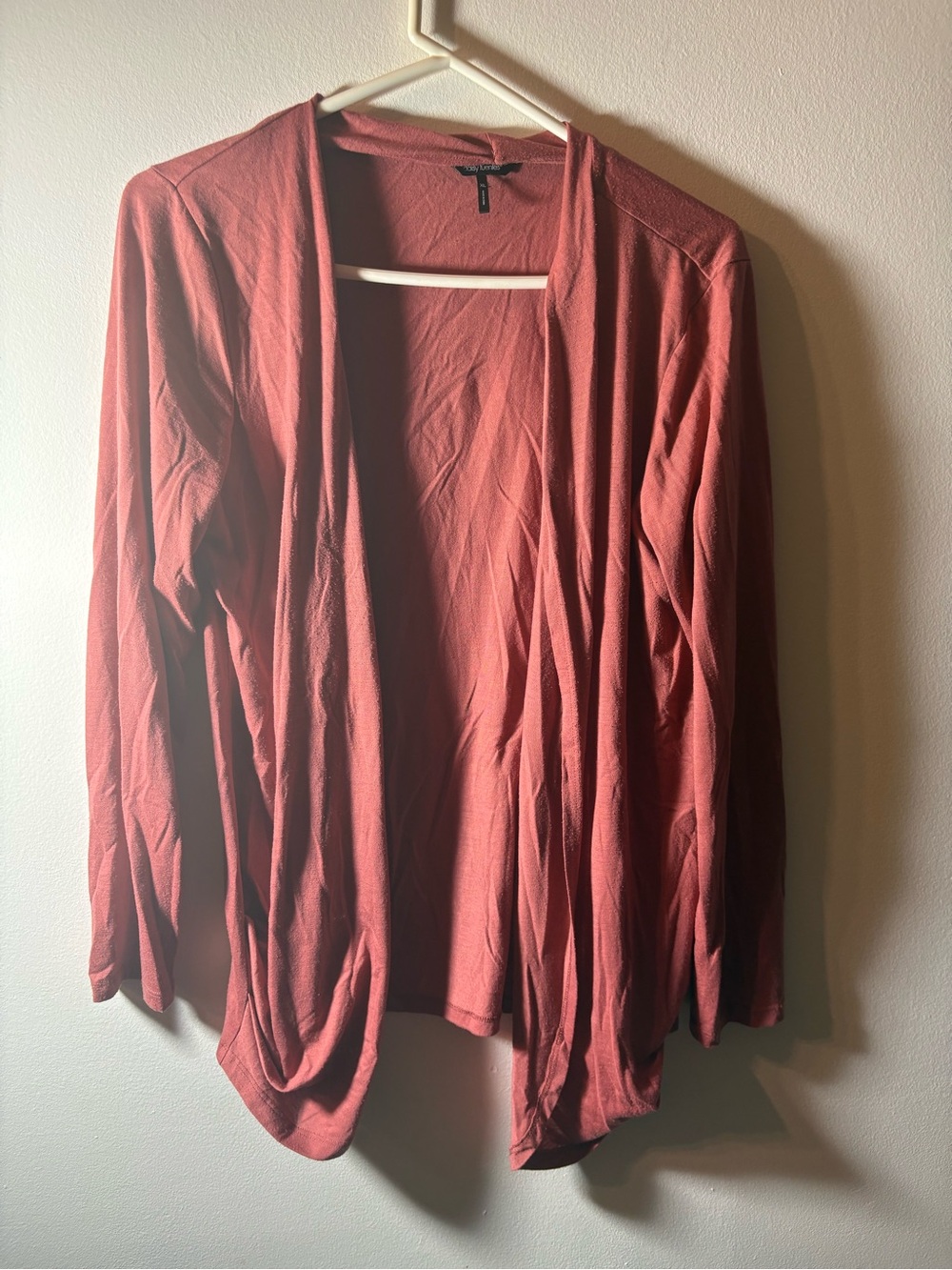 Daisy Fuentes XL Dark Rose Waterfall Open Front Lightweight Cardigan